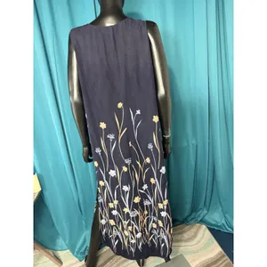 Vintage Jamie Brooke‎ Woman Navy Floral Rayon Sleeveless Maxi Dress 18W Boho thumbnail 4