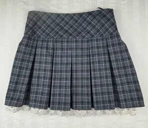 Plaid Academia Coquette Lace Mini Skirt XS Whimsigoth thumbnail 1
