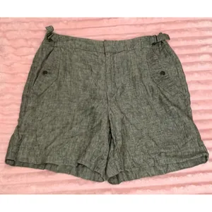 Athleta Voyager 100% Linen Shorts Womens 12 Aspen Olive Adjustable Waist thumbnail 3