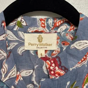 NEW Perry Walker Collective Cotton Tori Shirt Dress in Blue Paisley -Size 1 (XS) thumbnail 4