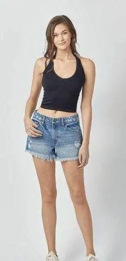 Hidden Women's High-Waisted Denim Destroyed Shorts Frayed Hem Size Large New wit thumbnail 1