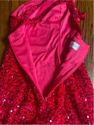 LaVetir Hot Pink Sequin Mini Dress One Shoulder Bodycon Party Cocktail Glam Y2K thumbnail 5