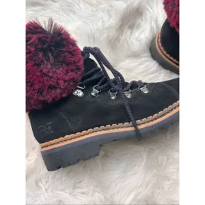 SAM EDELMAN Bowen $300 Suede Fur Collar Hiking Boots Booties Women's 9 thumbnail 2