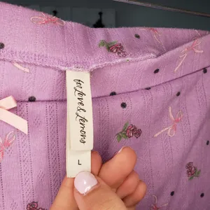 For Love & Lemons Pointelle Pajama Set Womens L Pink Floral Long Sleeve Lounge thumbnail 6