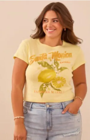 Arula Santa Monica Lemon Yellow Baby Tee NWT 3X thumbnail 1