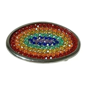 Rainbow‎ Rhinestone PRIDE Belt Buckle Silver Toned Oval Western LGBTQ Statement thumbnail 2