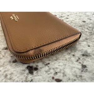 Coach Tan Leather Zip Around Continental Wallet thumbnail 16