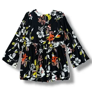 Free People Bella Tunic Top‎ Floral Babydoll Blouse Women’s L Black Multicolor thumbnail 5