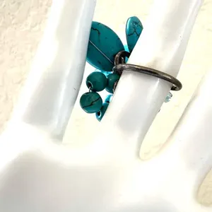 Howlite and Crystal cluster ring Blue thumbnail 5