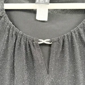 IRE Womens Black‎ Y2K Witchy Shimmer Bell Sleeve Whimsigoth Keyhole Top Size M thumbnail 4