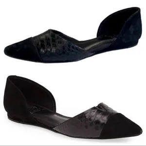 Vince Camuto 'Halia'‎ d'Orsay Pointy Toe Flat Black Suede Womens 5 thumbnail 1