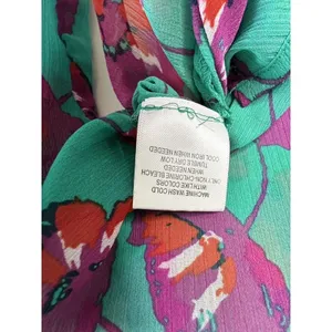 ModCloth Floral Blouse Size‎ Medium Peter Pan Collar Bow Chiffon Artsy Teacher thumbnail 14