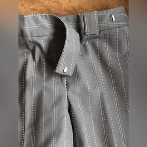 Loft Black White Striped Pleated Wide Leg Dress Pants Size 2 thumbnail 2