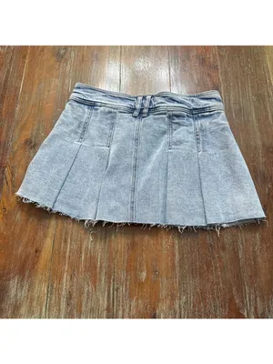 GB Light Blue Denim Mini Skort Pleated Size Small NWT thumbnail 9
