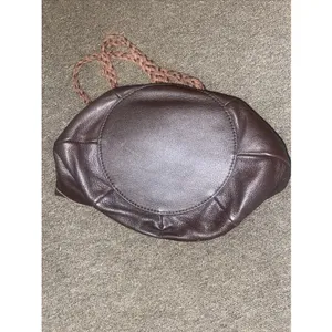 THE SAK Indio Shoulder Handbag Purse Brown Bucket Bag Woven Straps Leather EUC thumbnail 4
