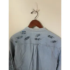 Vintage Denim Shirt Womens M Handpainted Horses Button Down Long Sleeve Merona thumbnail 7