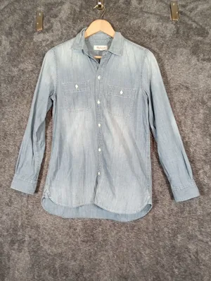 Madewell Womens Chambray Denium Shirt Wash Button Cotton Western Rodeo S thumbnail 2