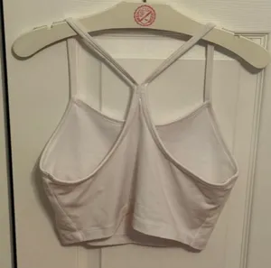 Aerie Offline The Hugger Longline Bra Top in White thumbnail 3