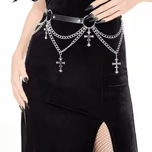 Black and Silver Chain Belt with Cross Charms thumbnail 2