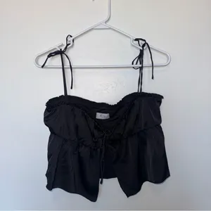 Oh Polly Caramia Tie-Front Camisole Top in Black thumbnail 3