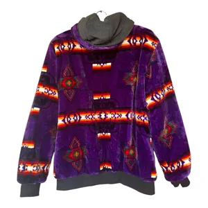 Aztec plush blanket zip up jacket purple SW print Size L/XL thumbnail 3