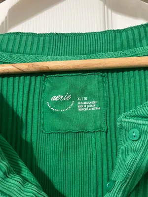 Aerie Road Trip Long Sleeve Henley T-Shirt Size XL Kelly Green thumbnail 3
