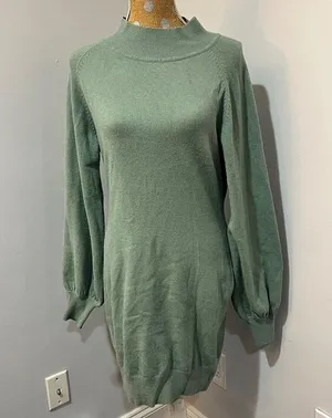 EXLURA Mock Neck Ribbed Long Sleeve Pullover Mini Sweater Size XXL thumbnail 1