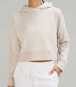 Lululemon Loungeful Cropped‎ Hoodie Spark Sweatshirt Size 6 Beige Shimmer Gold thumbnail 1