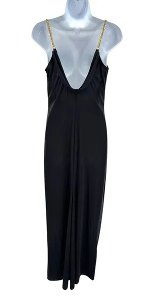 Jessica McClintock Gunne Sax Millennium 2000 Vtg Black Gown Sz 7 Gold Straps Y2K thumbnail 7