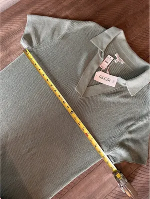 NWT Haven Well Within Organic Cotton Knit Johnny Collar Dress Sage Women’s Large thumbnail 8