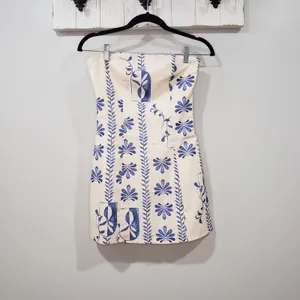 NWT PepperMayo Freya Linen Tube Dress Floral Wave Size 2 thumbnail 2