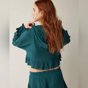 Urban Outfitters Out From Under NWOT Lizzie Ruffle Hooded Long Sleeves Top‎ Size S thumbnail 7