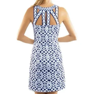 Gretchen Scott Navy Blue Strappy Sleeveless Isosceles Geometric Dress‎ SMALL thumbnail 3