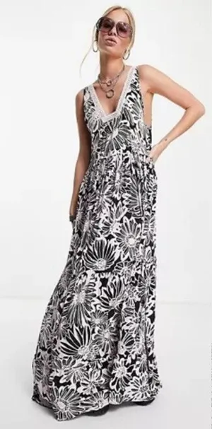 Frame Free People‎ Tiers For You Maxi Slip Size S $128 Spring Floral Bohemian thumbnail 1