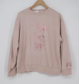 Gap x Disney Minnie Mouse Sweatshirt Womens Medium Pink Rose Gold Metallic Logo thumbnail 1