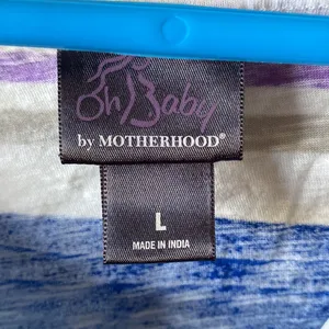 Oh baby by motherhood size L striped short sleeve top with cinched sides thumbnail 4