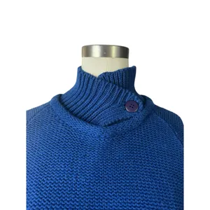 Vintage GAP Royal Blue Shaker Knit Sweater Button Neck Women’s size Medium 80s thumbnail 7