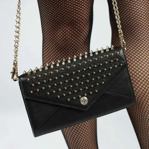 Rebecca Minkoff Black Leather Stud Wallet on Chain thumbnail 2