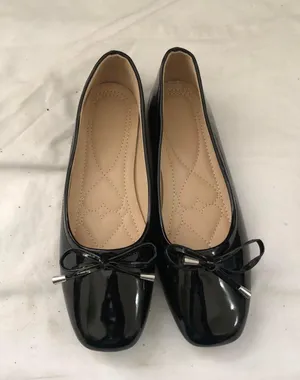 Black patent leather ballet ballerina flats bow detail Sz 8.5 #whimsygoth #gothic #steampunk #streetwear #y2k dark academia office siren core thumbnail 1