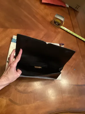 Tory Burch Black Pebbled Leather Clutch thumbnail 7