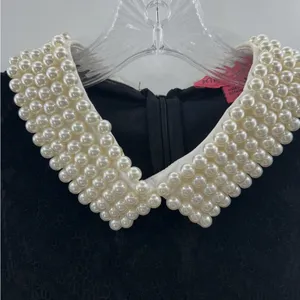 BETSEY JOHNSON Pearl Collar Elegant Black Lace Dress with White Pearl Collar thumbnail 6