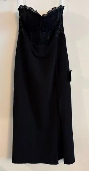 Lulu’s Strapless Lace Corset Midi Dress Women Size Large Black thumbnail 1