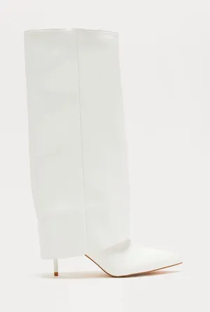 White Heeled Boots Size 7.5 thumbnail 1
