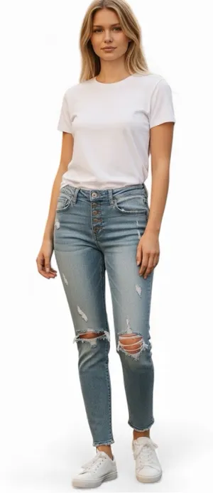 Abercrombie & Fitch Denim Super Skinny High Rise Button Fly Blue Jeans 31 thumbnail 1