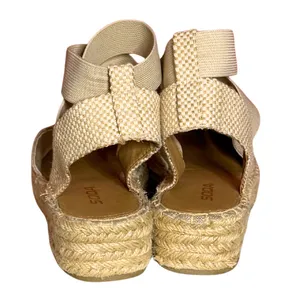 Soda Espadrille Platform Sandals Ankle Wrap Beige Linen + Hemp Size 8 thumbnail 3