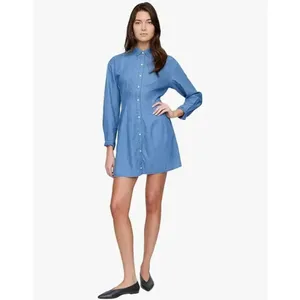 Gap blue medium wash denim fit and flare Y2K mini shirt dress thumbnail 2