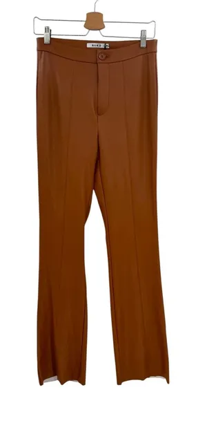 NA-KD Cognac Brown‎ Flared PU Faux Leather Pants High Rise NWT EU 36 US 6 thumbnail 1