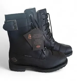 Harley-Davidson Black Lace-Up Buckle Combat Boots thumbnail 1