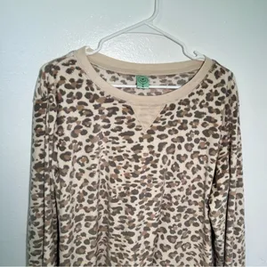 Honeydew Women's Size XL Velour Sweatshirt Natural Leopard Animal‎ Print Beige thumbnail 7