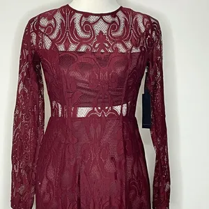 Forever 21- Burgundy Long Lace Dress thumbnail 3